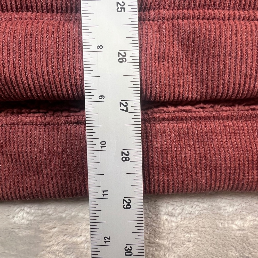 Free People Women XL Pullover Burgundy Corduroy Sherpa Lined Collar Sweatshirt - Picture 6 of 9
